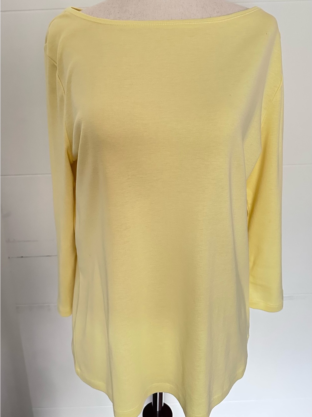 Talbots Yellow Boatneck Pima Cotton 3/4 Sleeve Top Petite Large